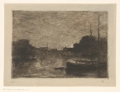 Haven in Dordrecht bij maanlicht