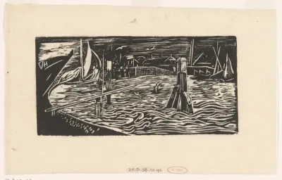 Haven met afgemeerde zeilschepen