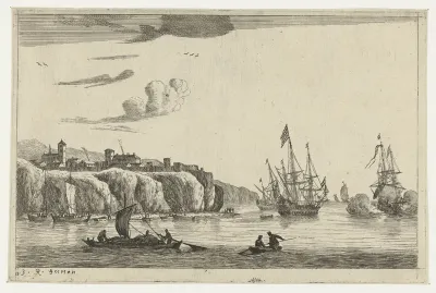 Haven met een dorp op een klif