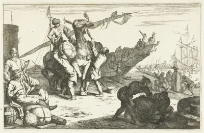 Haven met kooplieden en kameel