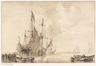 Haven met schepen bij Hoorn