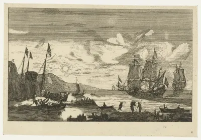 Haven met twee grote zeilschepen