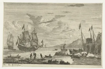 Haven met twee grote zeilschepen