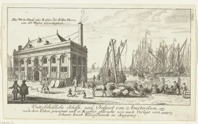 Haven van Amsterdam met het wachthuis