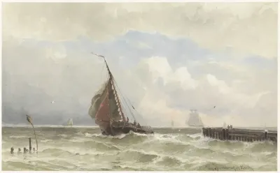 Haven van Vlissingen, met inkomende zeilschip
