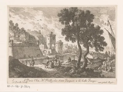 Havengezicht met twee bomen