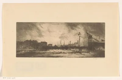 Havenkade met lantaarnpalen in Rotterdam
