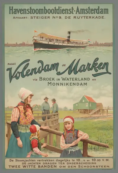 Havenstoombootdienst - Amsterdam naar Volendam en Marken via Broek in Waterland en Monnickendam