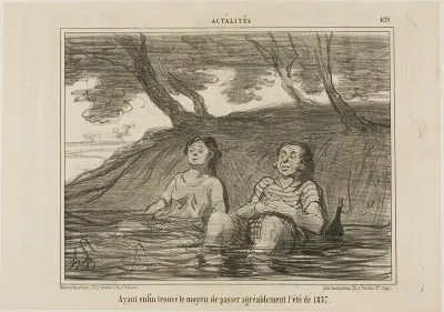 Having finally found the solution to spend the summer of 1857 in a pleasant way, plate 429 from Actualités