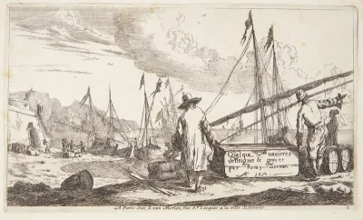 Havn ved middelhavet. Titelblad til "Forskellige sejlskibe"