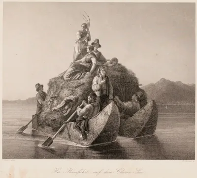 Hay-boat Ride Home on Lake Chiemsee, after J. Köckert