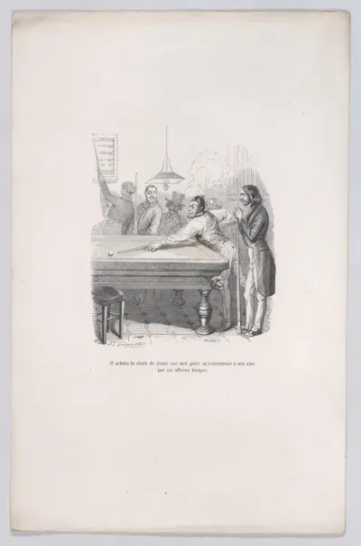 He buys the right to defeat me at his ease with a successful shot, from "Little Miseries of Human Life"