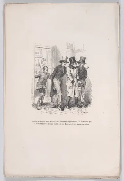 He was only waiting to make fun of the pursuer and the pursuit, from "Little Miseries of Human Life"