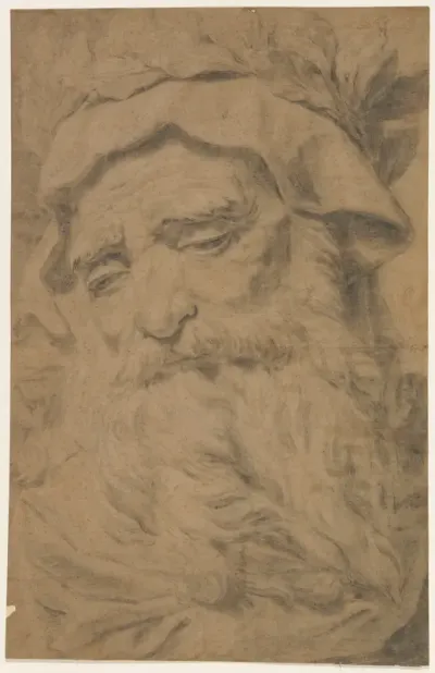 Head of a Bearded Old Man Wearing a Laurel Crown