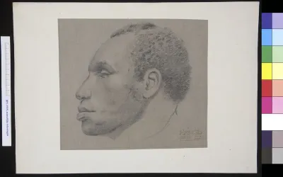 Head of a black man in profile