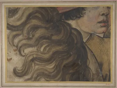 Head of a boy and section of a horse's mane