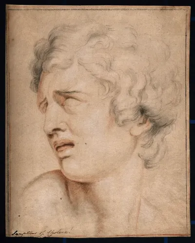 Head of a man expressing acute pain