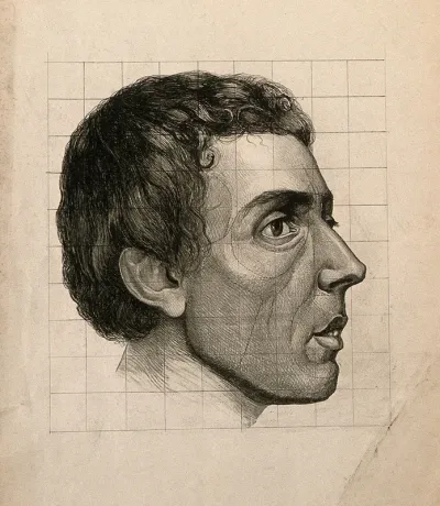 Head of a man seen in profile