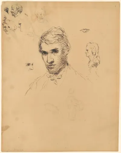 Head of a Man, with Various Studies