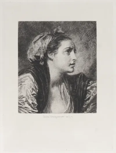 Head of a Woman, after Greuze, from "Etchings of Pictures in the Metropolitan Museum New York"