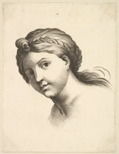 Head of a Woman, from "Livre de Têtes Gravées d'apres F. Boucher et Autres" (Book of Heads Engraved after F. Boucher and Others)