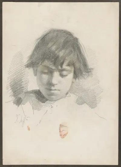 Head of a Youth and a Man with a Moustache