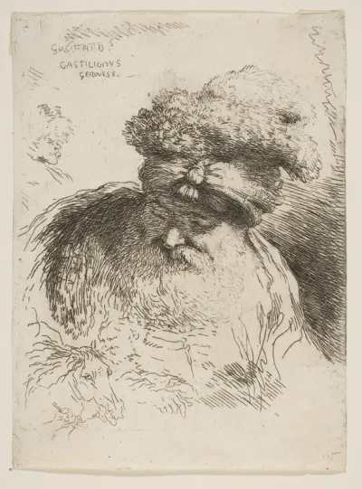 Head of an old bearded man with a turban, from "Small Heads in Oriental Headdress"