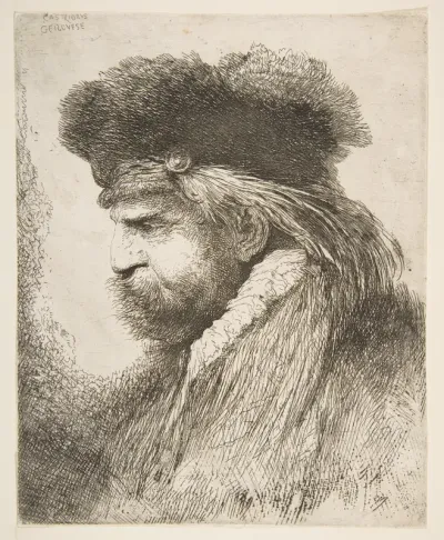 Head of an old man facing left, from "Large Oriental Heads"