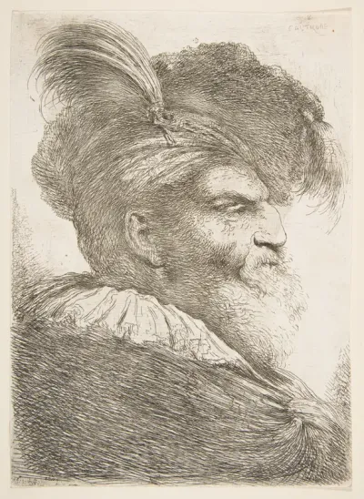 Head of an old man facing right, from "Large Oriental Heads"