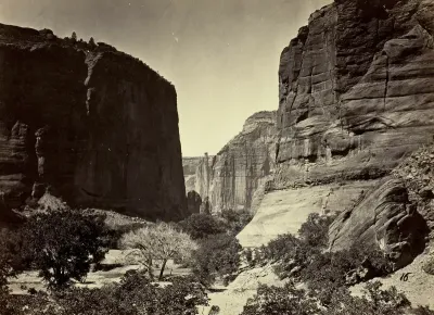 Head of Cañon de Chelle, Looking Down. Walls about 1200 feet in height