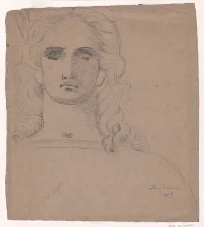 Head of King Solomon (recto); Study of a boy's head and arm (verso)