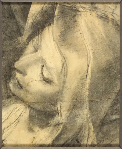 Head of the Swooning Virgin: Study for the Deposition (recot) Base of Column (verso)
