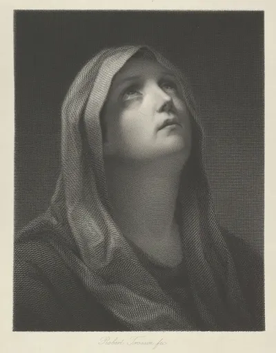 Head of the Virgin looking up to the right, after Reni