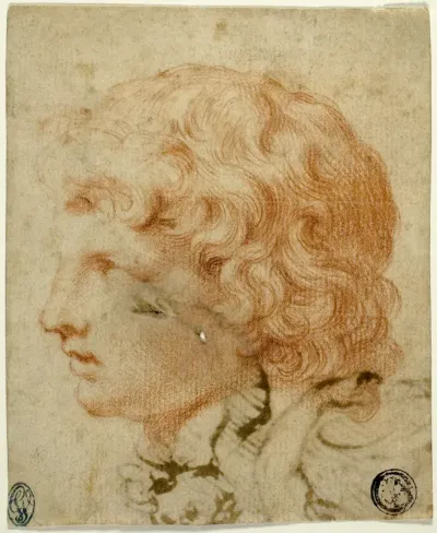 Head of Youth in Profile to Left (recto); Fragment of Figure Sketch (verso)