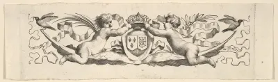 Headband: Two Infants with the Arms of France and Navarre
