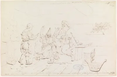 Healing the Knee ; Original drawing for "Kalewala, Finsk National-dikt, framställd i teckningar af R.W.Ekman"