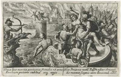 Hecuba weggevoerd bij de graven van haar zonen