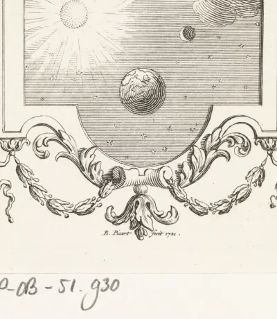 Heelal met aarde, zon, maan en sterren en het tetragram