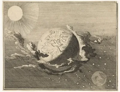Heelal met aarde, zon, maan en sterren