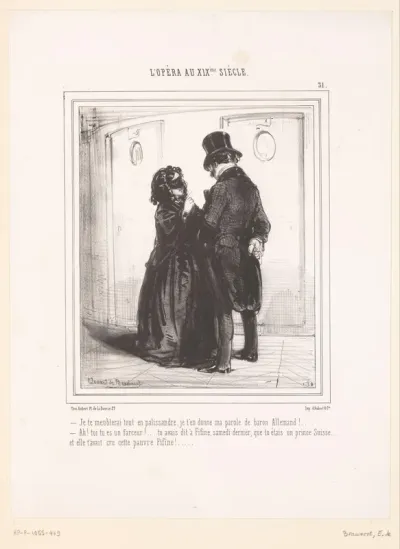 Heer maakt een gemaskerde dame het hof bij de Opéra de Paris
