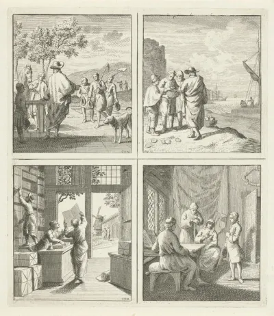 Heerser / Schelpenverzamelaars / Winkel / Oude mensen geven raad aan een jongeman