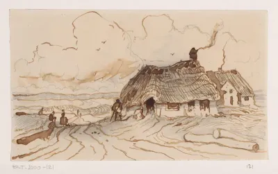 Heide in Noord-Brabant met huisjes