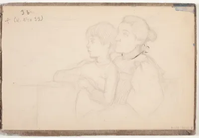 Heikki and Saimi Järnefelt in Florence, page from Järnefelt's sketchbook