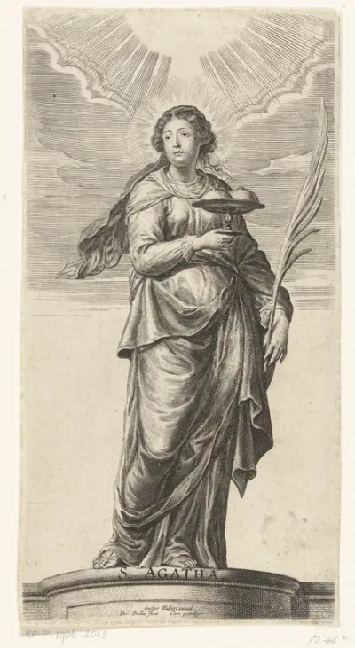 Heilige Agatha met schaal met afgesneden borsten