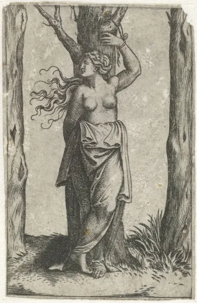 Heilige Agatha vastgebonden aan boom