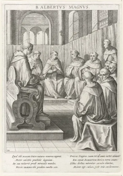 Heilige Albertus Magnus in gesprek met monniken