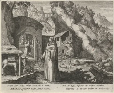 Heilige Alpherius als kluizenaar