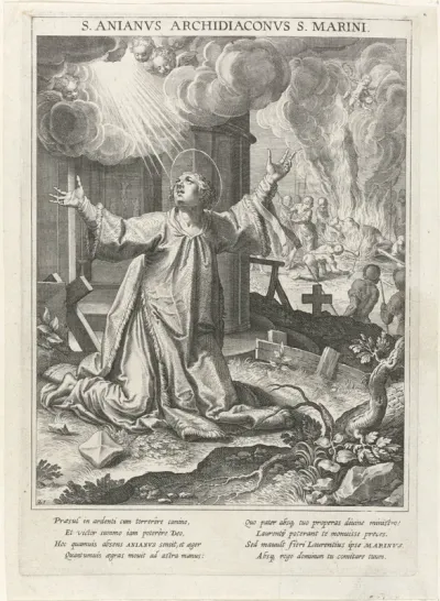 Heilige Anianus smeekt om de dood
