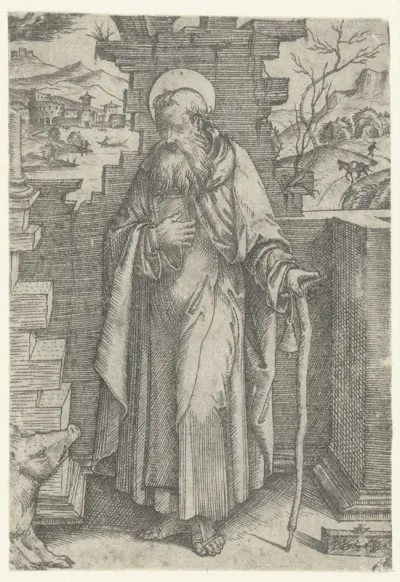 Heilige Antonius de Grote met taukruis en varken