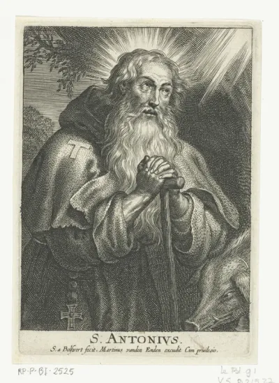 Heilige Antonius de Grote met taustaf en varken